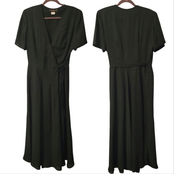 Donna Ricco Women's 12 Black White Polka Dot Maxi Wrap Dress Vintage Elegant - Picture 1 of 16